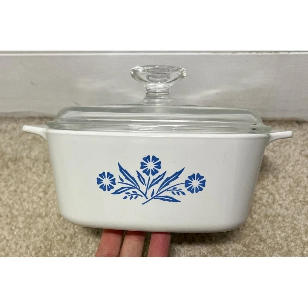 Vintage Corning Ware A 1.5-B W/LID Cornflower Blue 1.5 QT. Square Casserole Dish